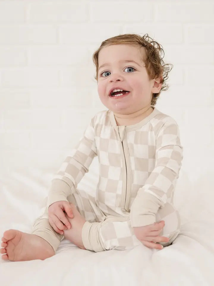 Little Joy Neutral Gingham Zippy