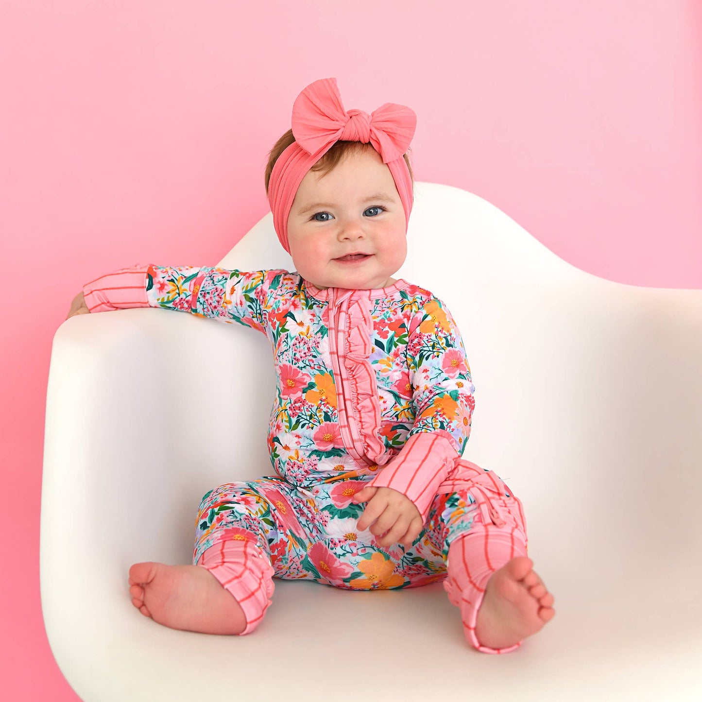Gigi & Max Cecelia Floral Ruffle Zipper Romper