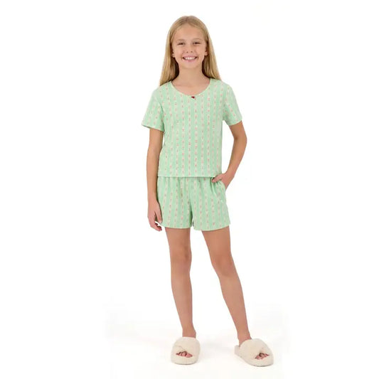 Andy & Evan Green Floral Scoop Neck Boxer Set