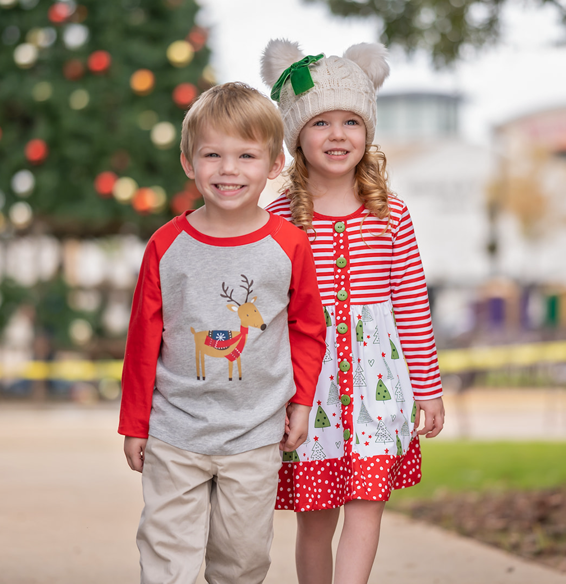 Millie Loves Lily White & Red Christmas Tree Dress