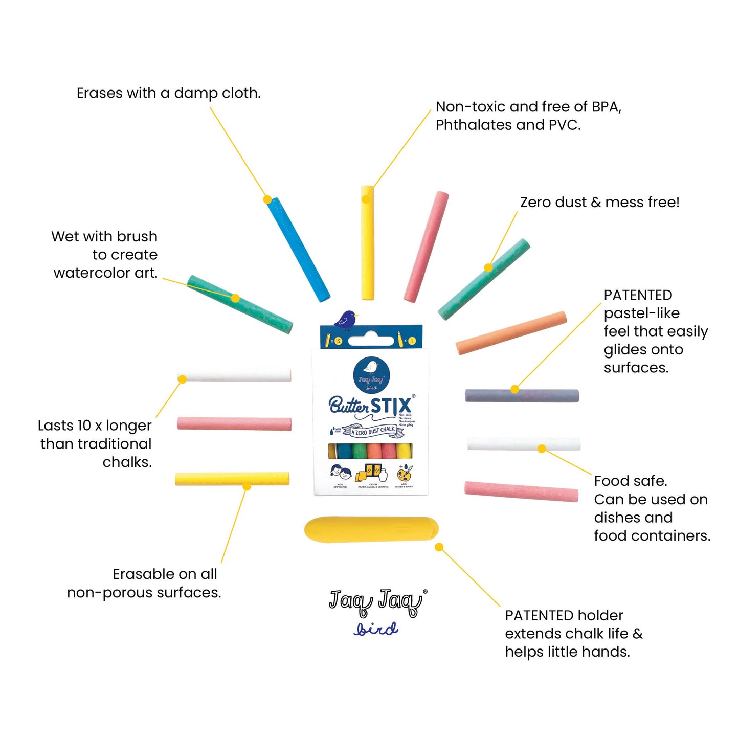 ButterStix Dustless Chalk Colors with Holder