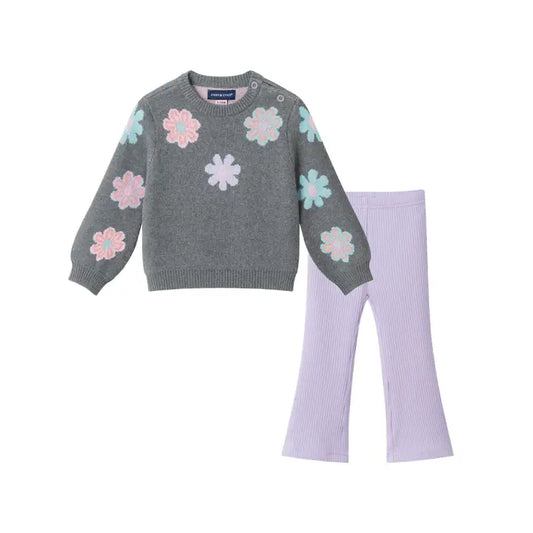 Andy & Evan Groovy Blooms Sweater & Legging Set