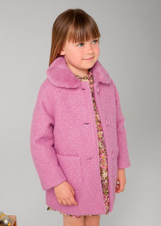 Mayoral Camelia Pink Shearling Coat