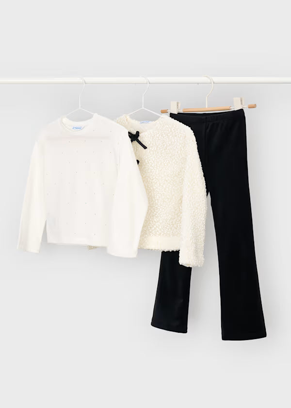 Mayoral Black & White Bow Cardigan Set