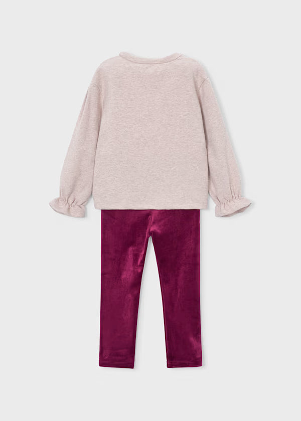 Mayoral Raspberry Bow Velour Set