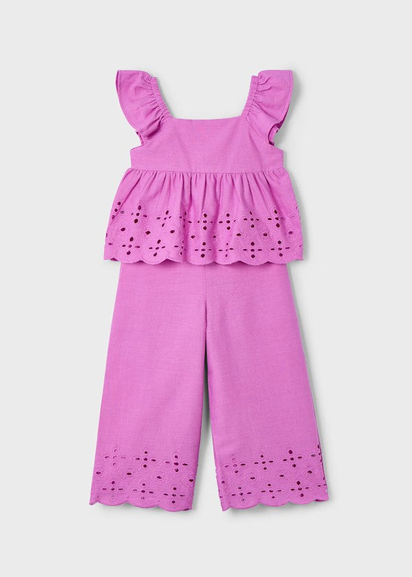 Mayoral Orchid Eyelet Pant Set