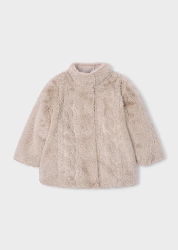 Mayoral Walnut Faux Fur Coat
