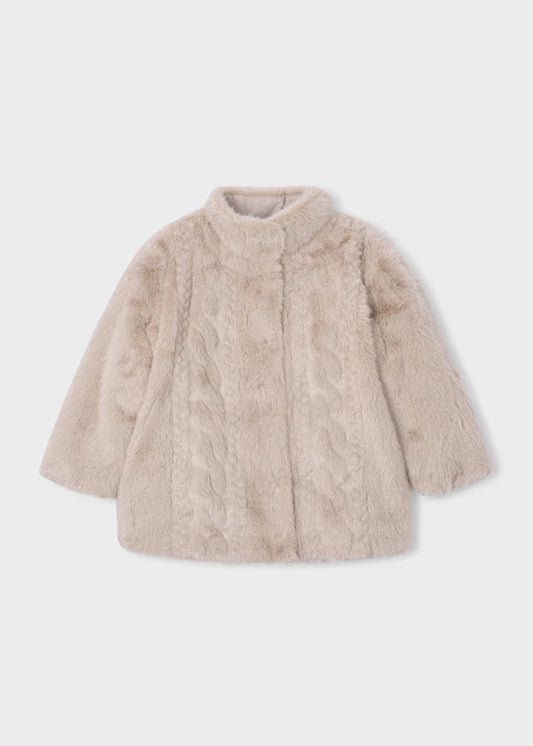 Mayoral Walnut Faux Fur Coat