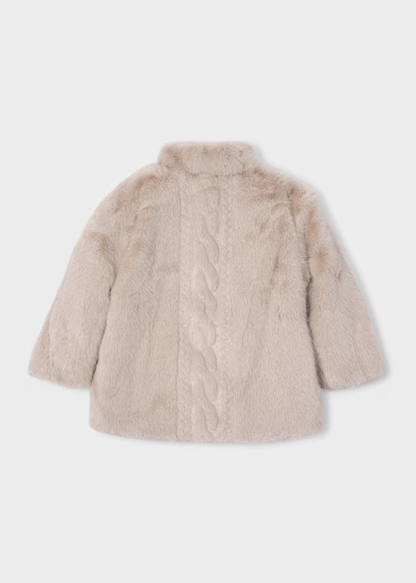 Mayoral Walnut Faux Fur Coat