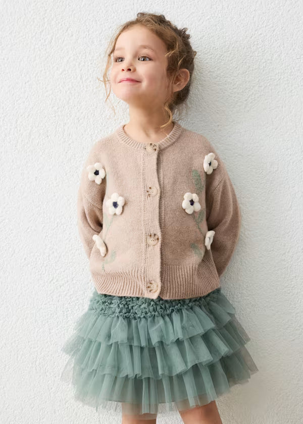 Mayoral Beige Flower Cardigan