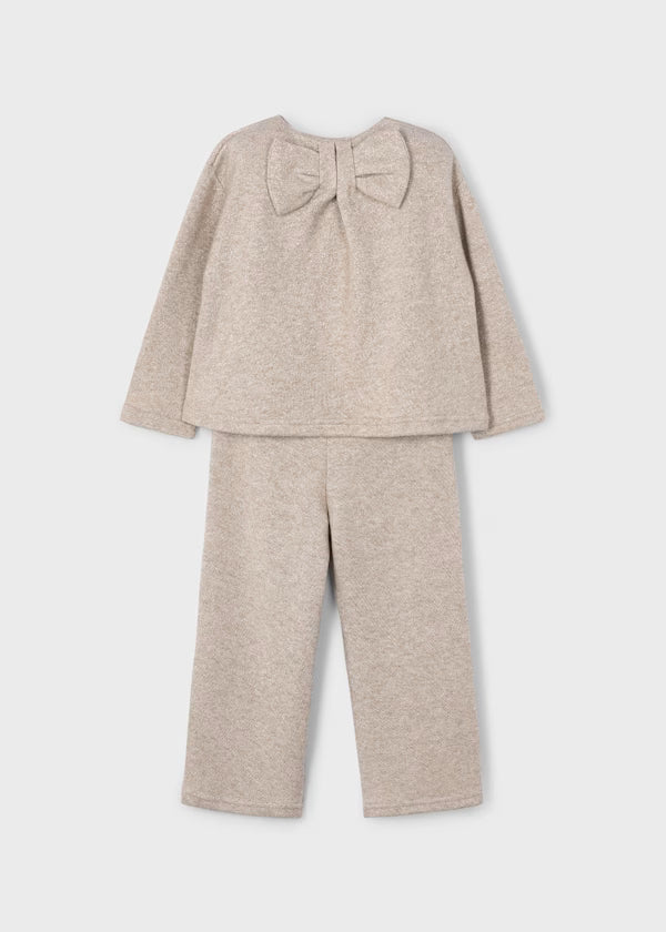 Mayoral Toffee Sparkle Bow Knit Set