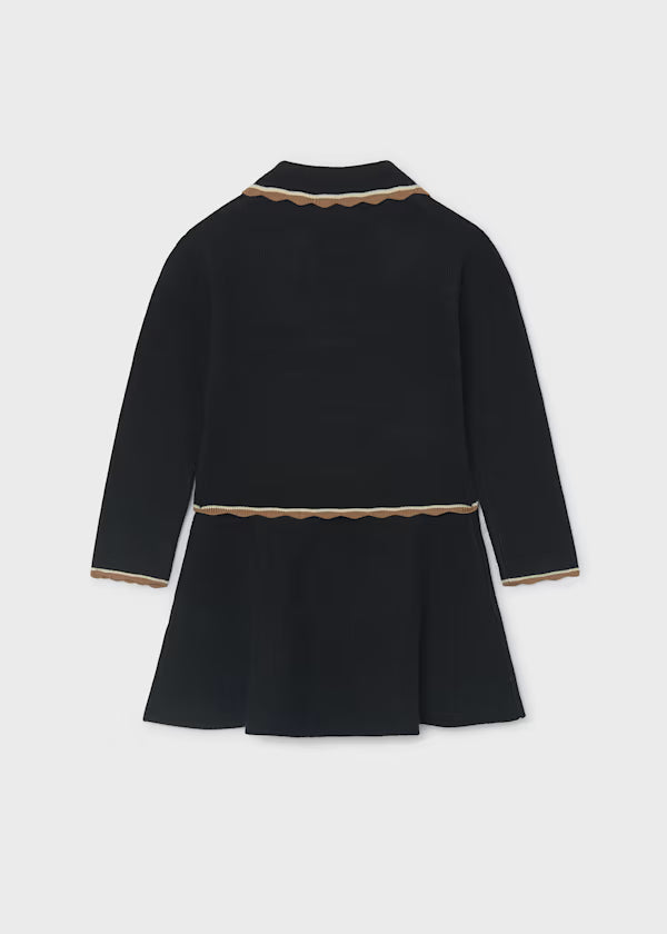 Mayoral Black Sweater Knit Collared Skirt Set