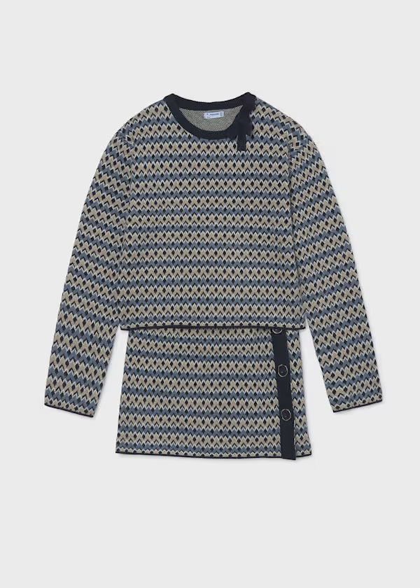 Mayoral Navy Print Sweater & Skirt Set
