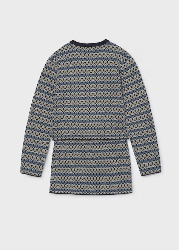 Mayoral Navy Print Sweater & Skirt Set