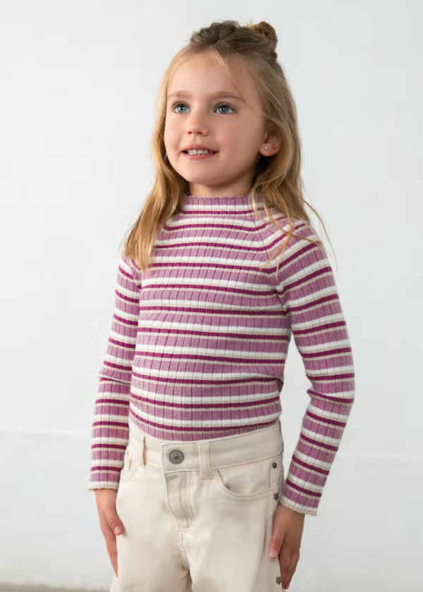 Mayoral Violet Stripe Ribbed Top