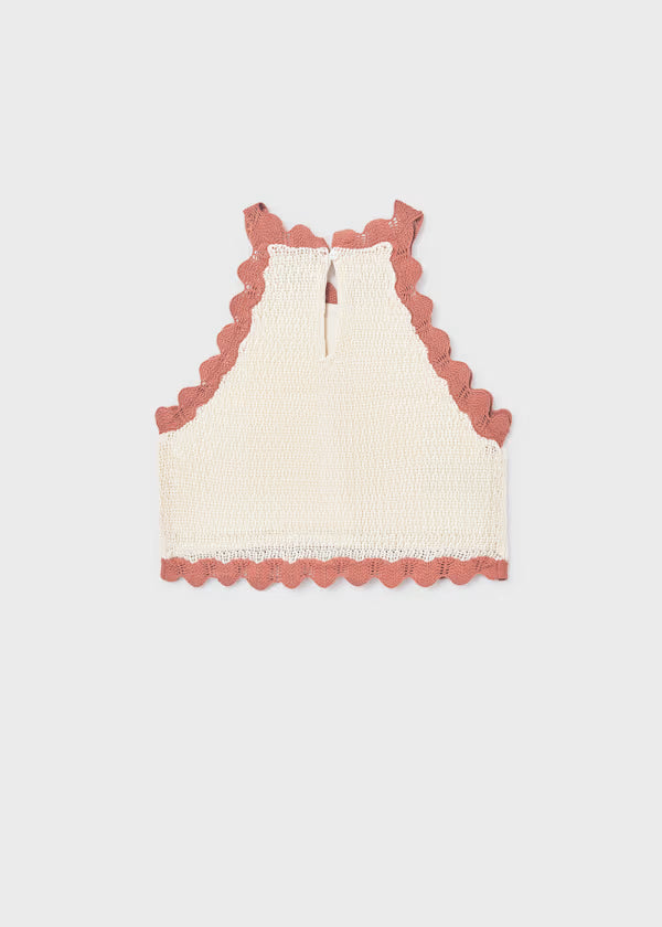 Mayoral Clay Knit Flower Tank