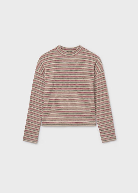 Mayoral Blush Stripe Mock Sweater