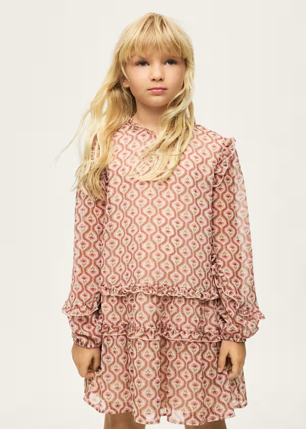 Mayoral Blush Print Crinkle Dress