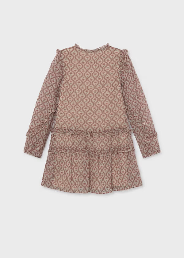 Mayoral Blush Print Crinkle Dress