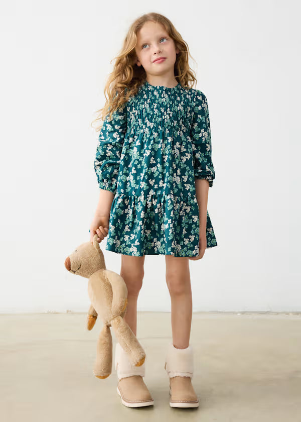 Mayoral Water Lily Floral Velvet Dress