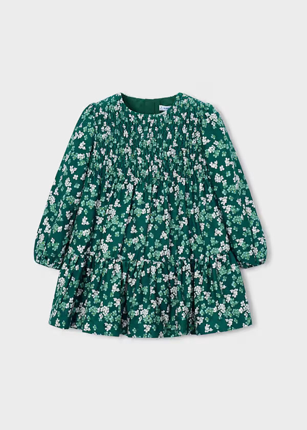 Mayoral Water Lily Floral Velvet Dress