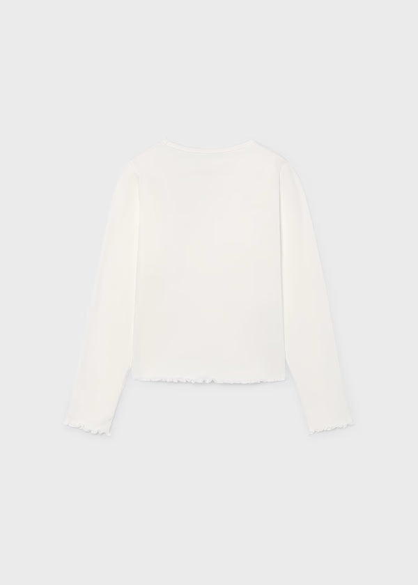 Mayoral Cream Ribbed Cut Out Top