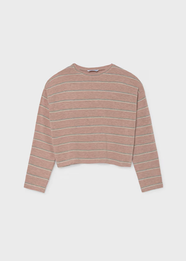 Mayoral Blush Silver Stripe Top