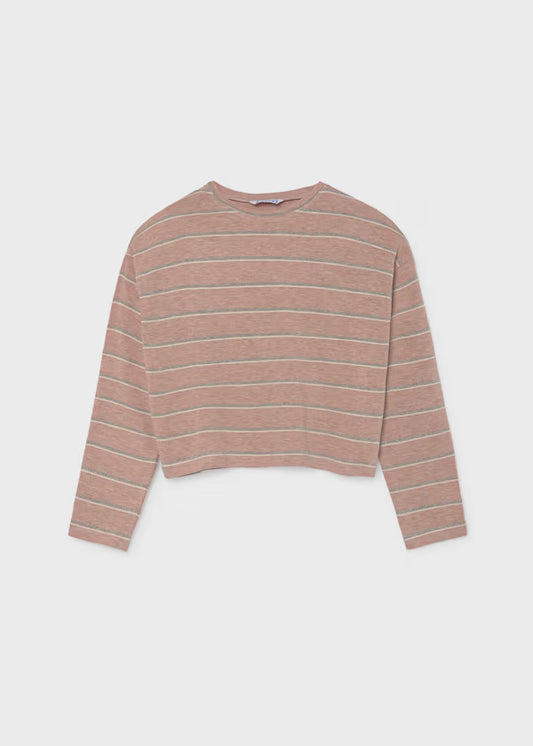 Mayoral Blush Silver Stripe Top