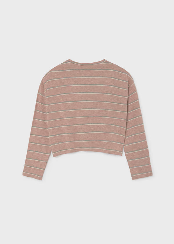 Mayoral Blush Silver Stripe Top