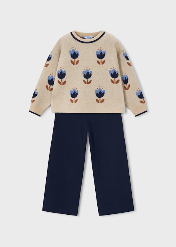 Mayoral Navy Tulip Sweater Knit Set