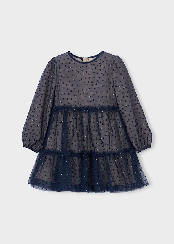 Mayoral Navy Tulle Sparkle Dress