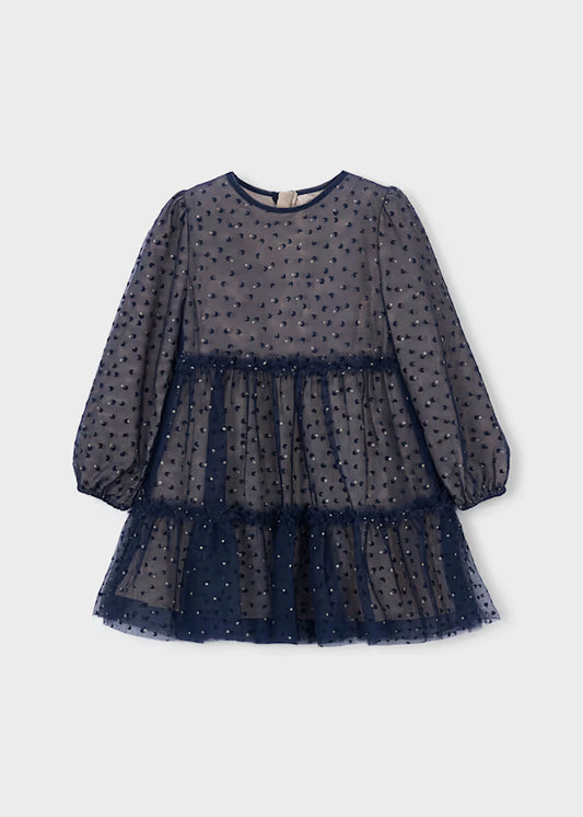 Mayoral Navy Tulle Sparkle Dress