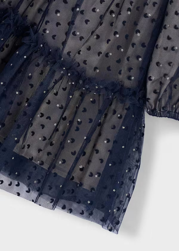 Mayoral Navy Tulle Sparkle Dress
