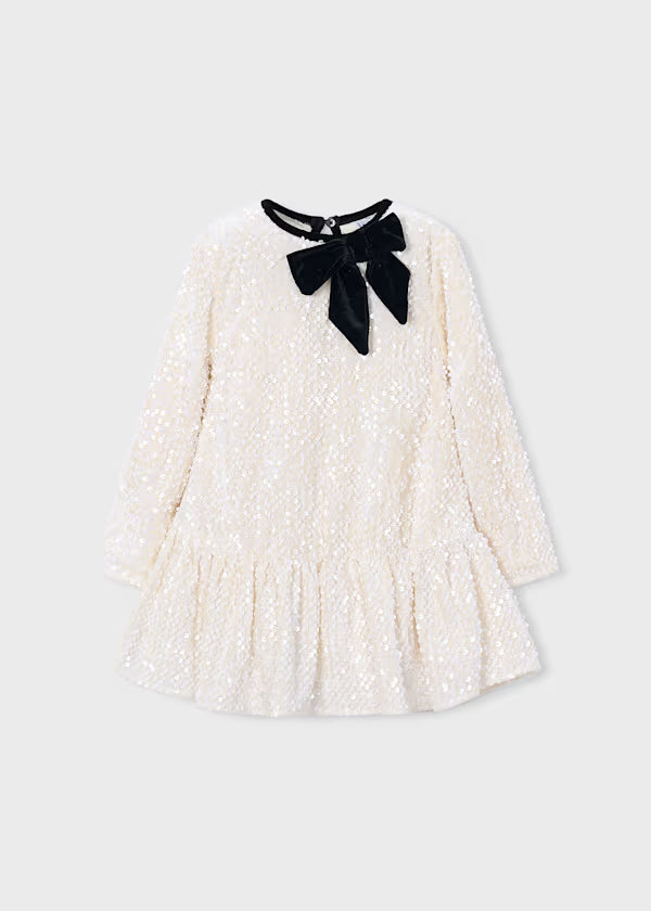 Mayoral Ivory Velvet Sequin Dress