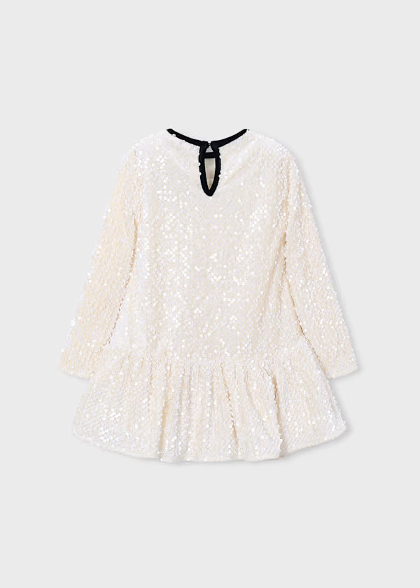 Mayoral Ivory Velvet Sequin Dress