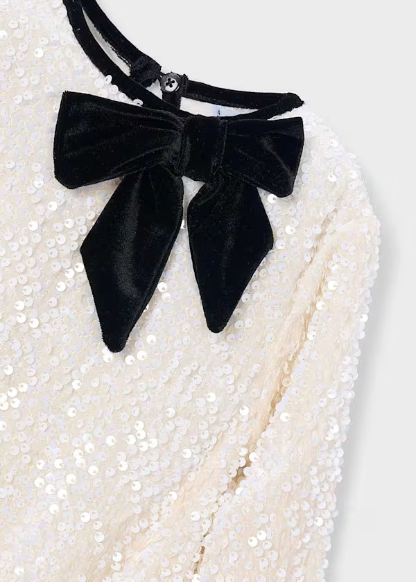 Mayoral Ivory Velvet Sequin Dress