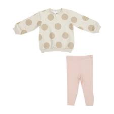 Angel Dear Beige Dot Oversized Sweatshirt Set