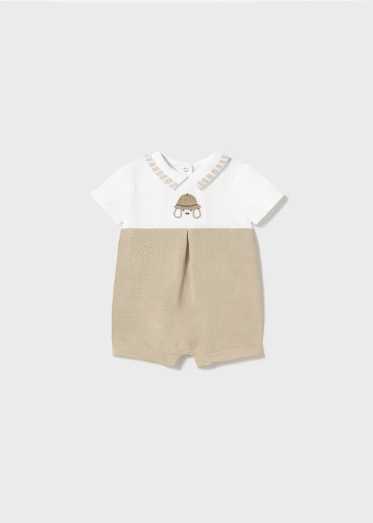 Mayoral Embroidered Dog Collared Romper