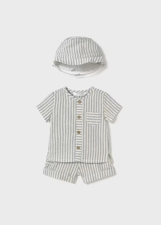Mayoral Natural Stripe Button Down Set