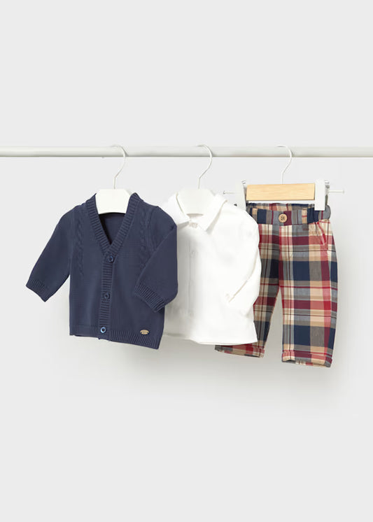 Mayoral Navy Plaid Sweater & Pant Set