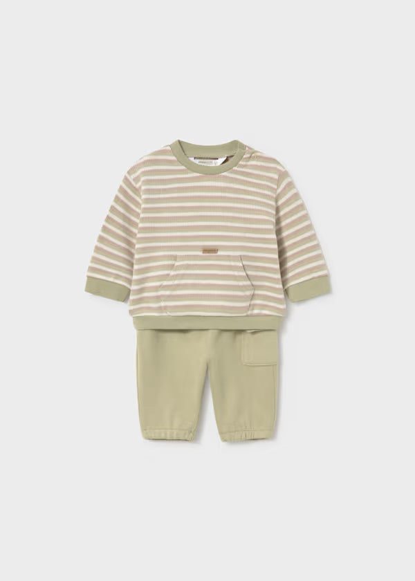 Mayoral Olive Stripe Knit Set