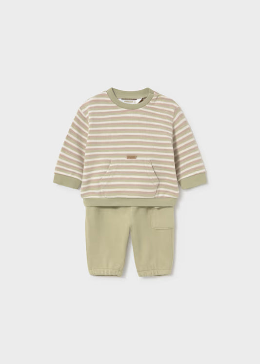 Mayoral Olive Stripe Knit Set