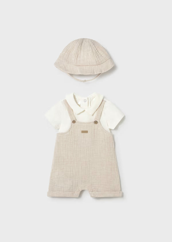 Mayoral Wheat Collared Romper & Hat