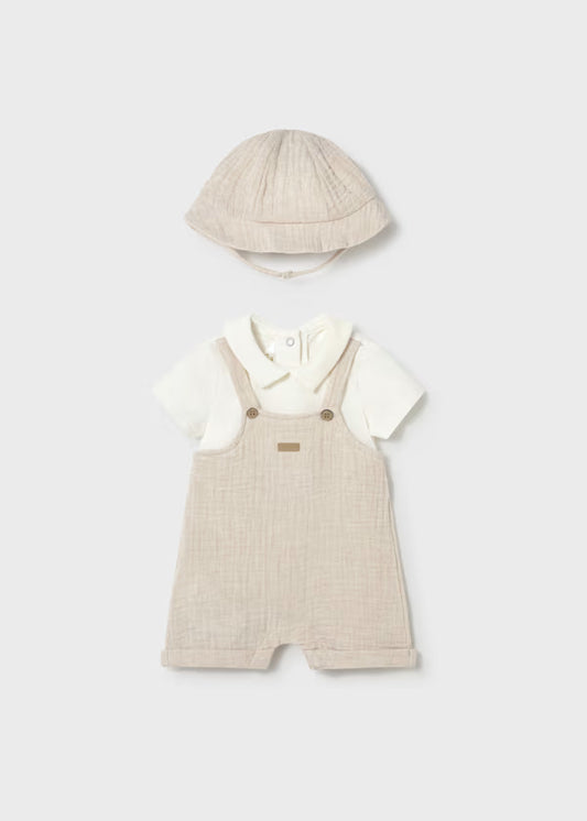 Mayoral Wheat Collared Romper & Hat