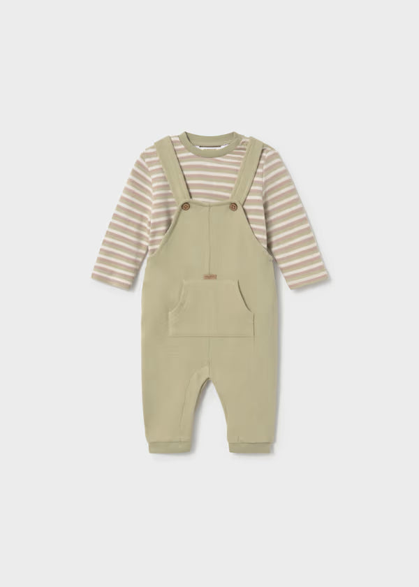 Mayoral Bayleaf Stripe Overall Set