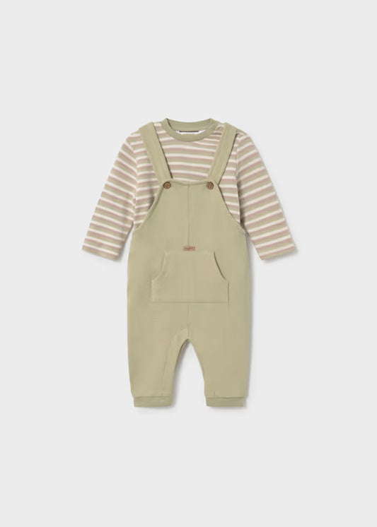 Mayoral Bayleaf Stripe Overall Set
