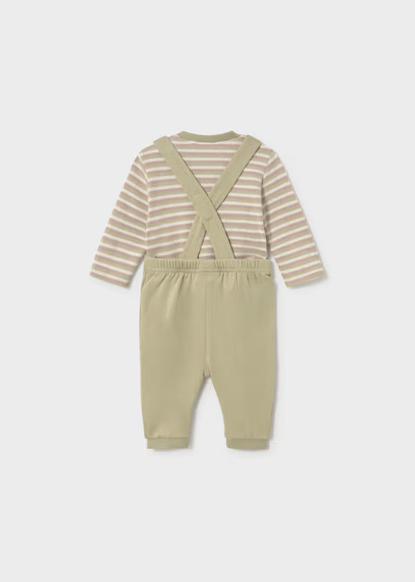 Mayoral Bayleaf Stripe Overall Set