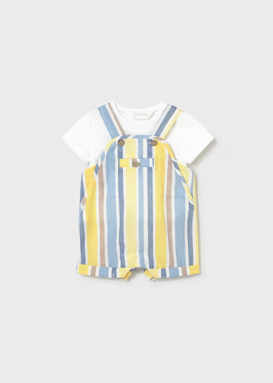 Mayoral Yellow Stripe Overall Set