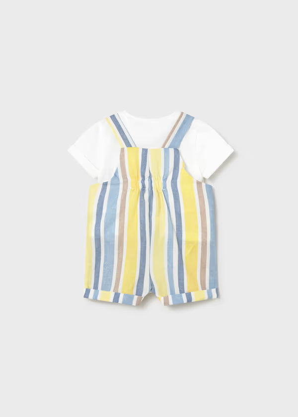 Mayoral Yellow Stripe Overall Set