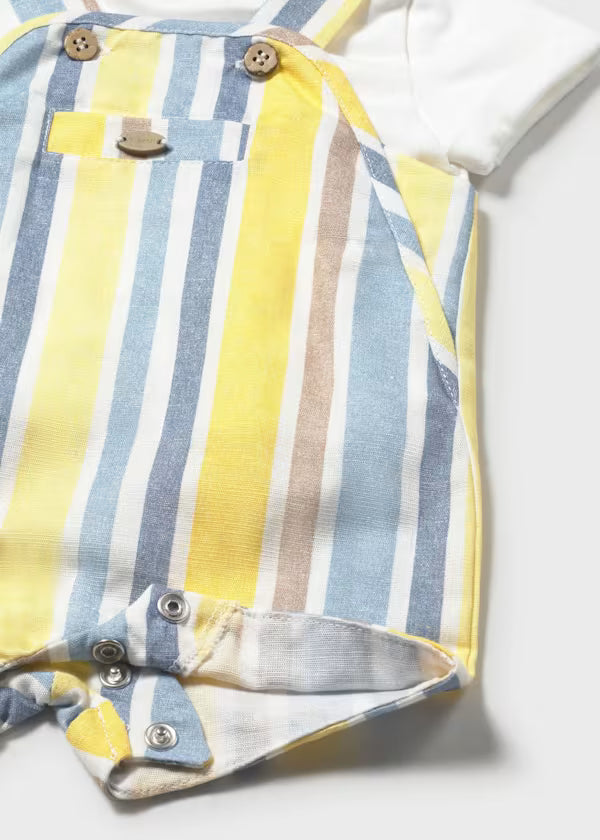 Mayoral Yellow Stripe Overall Set